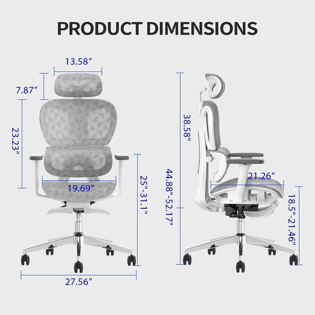 Ergo3D Ergonomic Office Chair �� High Back Mesh Desk Chair with 3D Adjustable Armrests, Wheels, for Home and Office (Black)