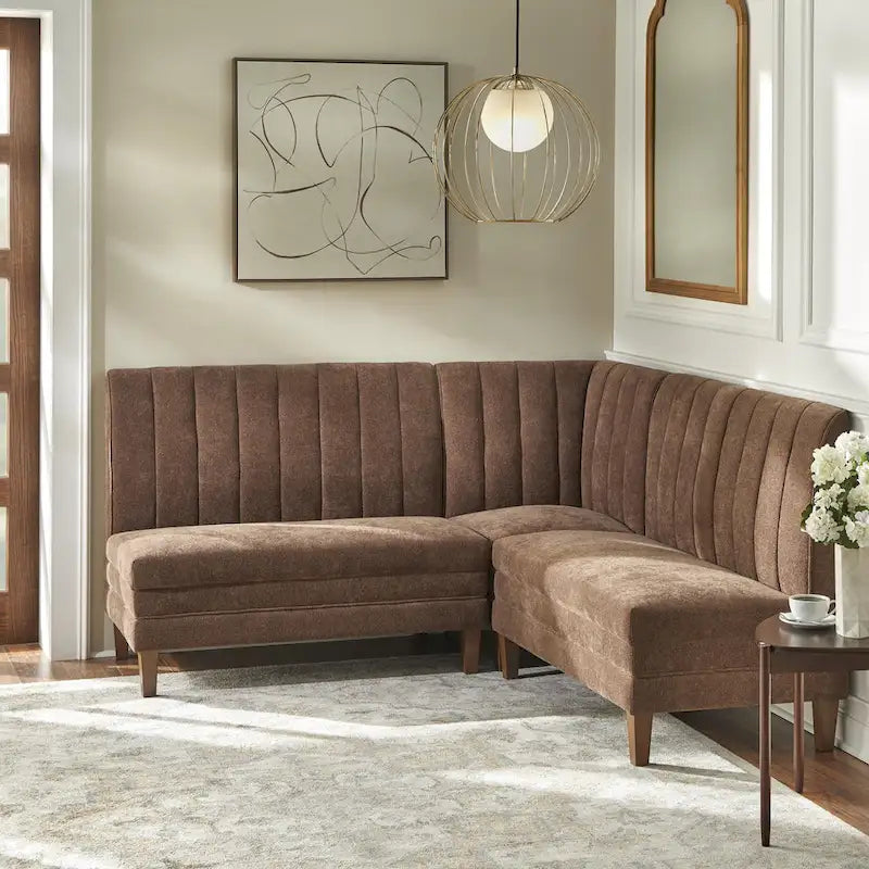 Lifestorey Kerrington 3-Piece Channel Back Upholstered Banquette Set
