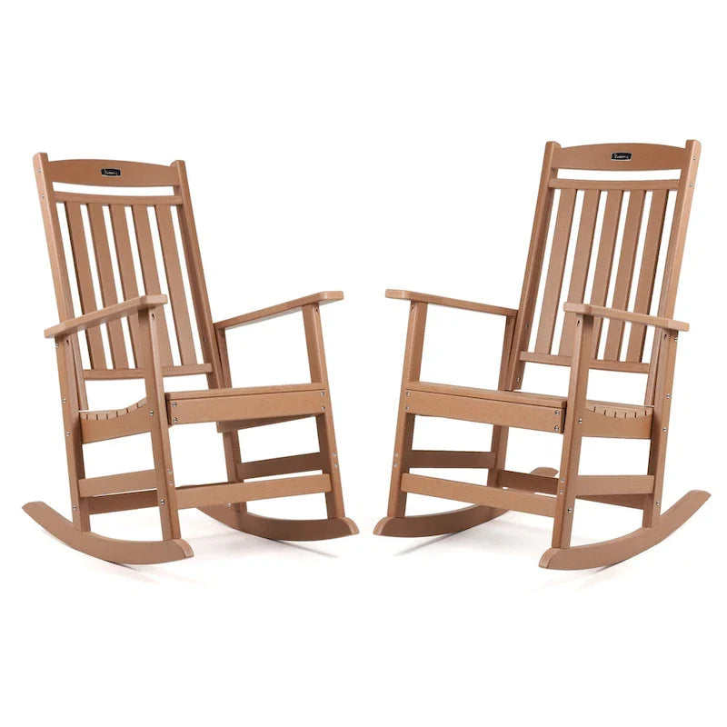 Vrakae All Weather Outdoor High Back Rocking Chair Set of 2