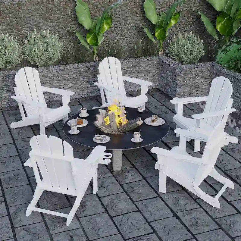 Outdoor Folding Adirondack Chair Patio Chair with Cup Holder