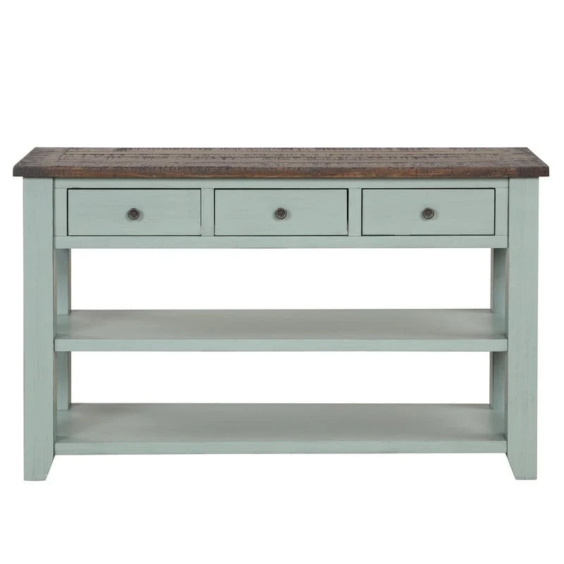 Wood Console Table with 3 Storage Drawers and 2 Shelves
