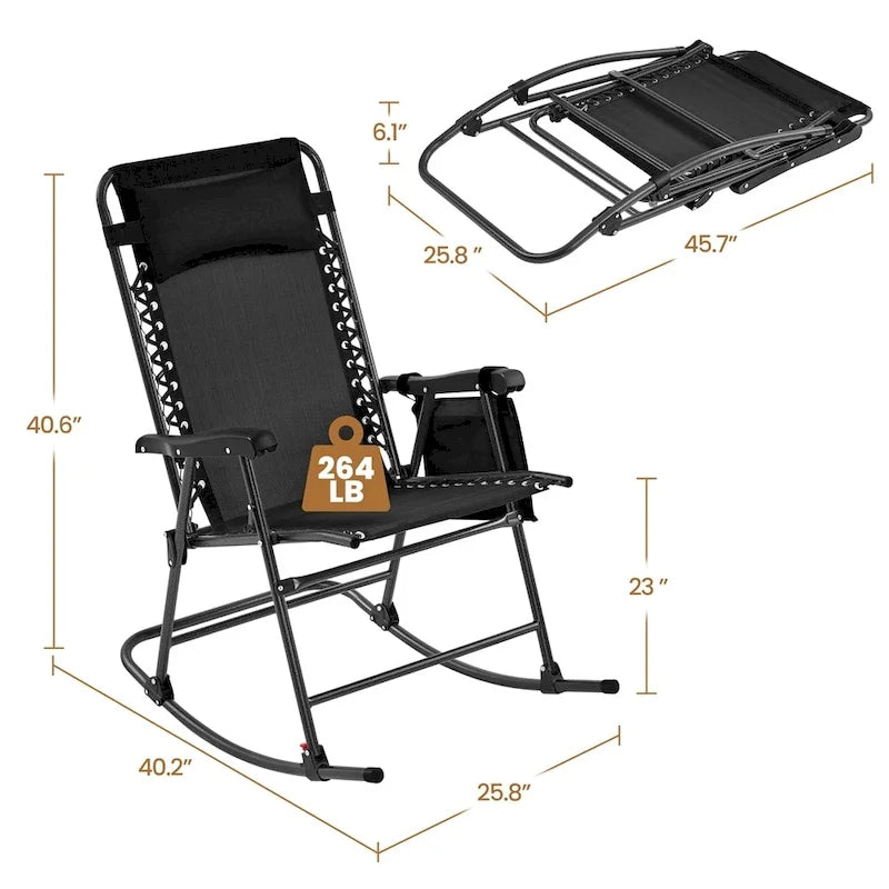 Yaheetech 2pcs 26in Rocking Chair Foldable Outdoor Lounge Chair