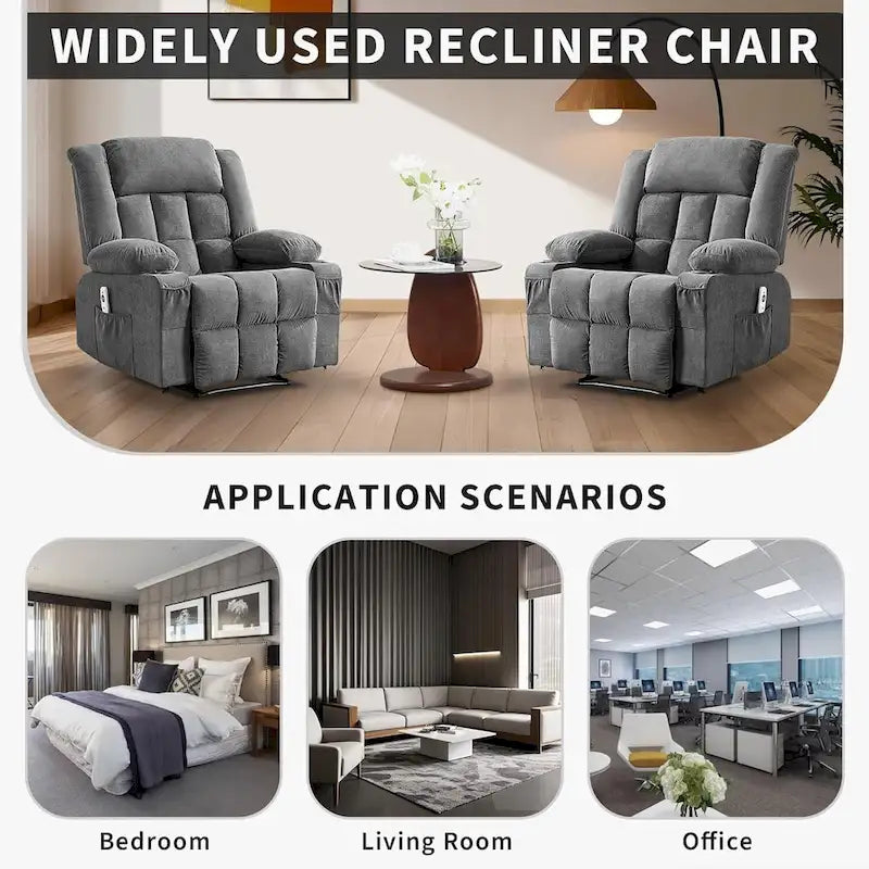 Remote Control Recliner Chair with Heat and Massage