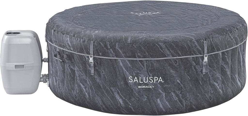 Bestway SaluSpa Fiji AirJet Large Round 2 to 4 Person Inflatable Hot Tub Portable Outdoor Spa with 120 AirJets and EnergySense Cover, Grey