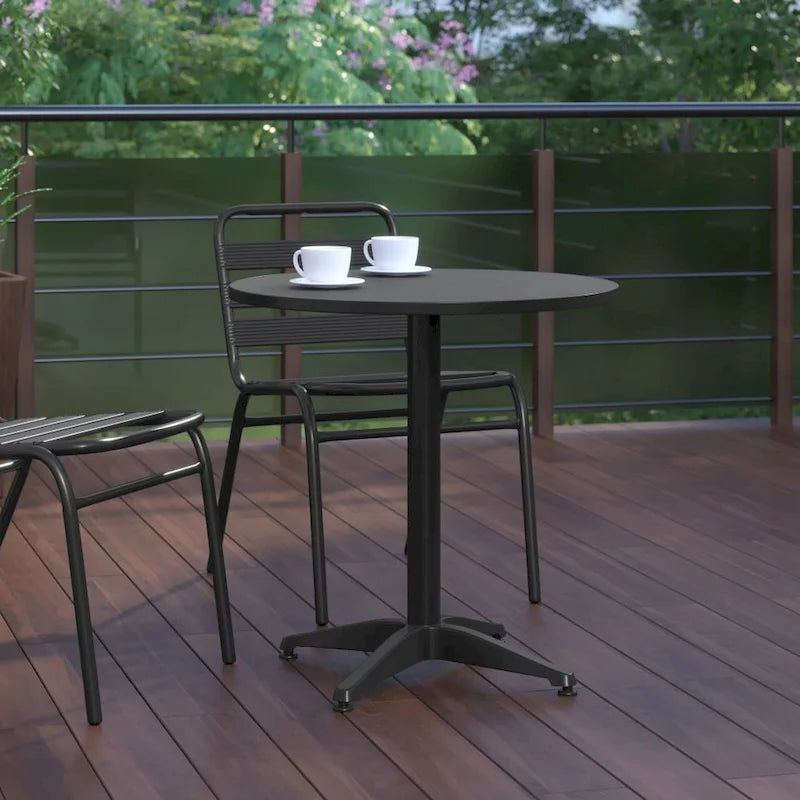 27.5  Round Aluminum Smooth Top Indoor-Outdoor Table with Base