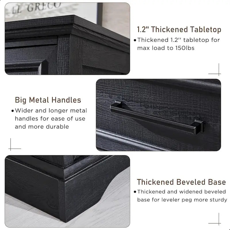 Farmhouse 6 Drawers Dresser Chests, Wood Rustic Chest of Drawers