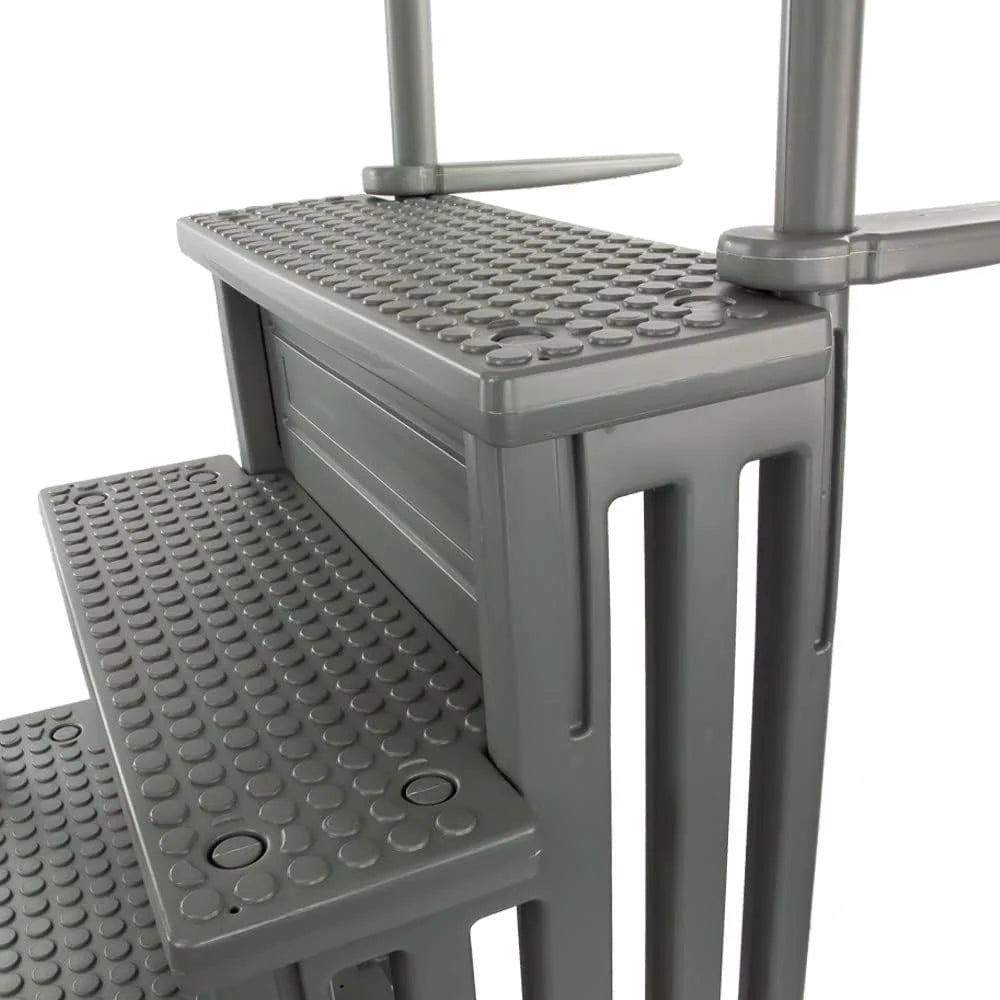 Select Anti-Slip in-Pool Steps | Gray | for Above Ground Swimming Pools | Can Mount to Decks 48" to 54" H | Safety Stairs Capacity Up to 300 lbs