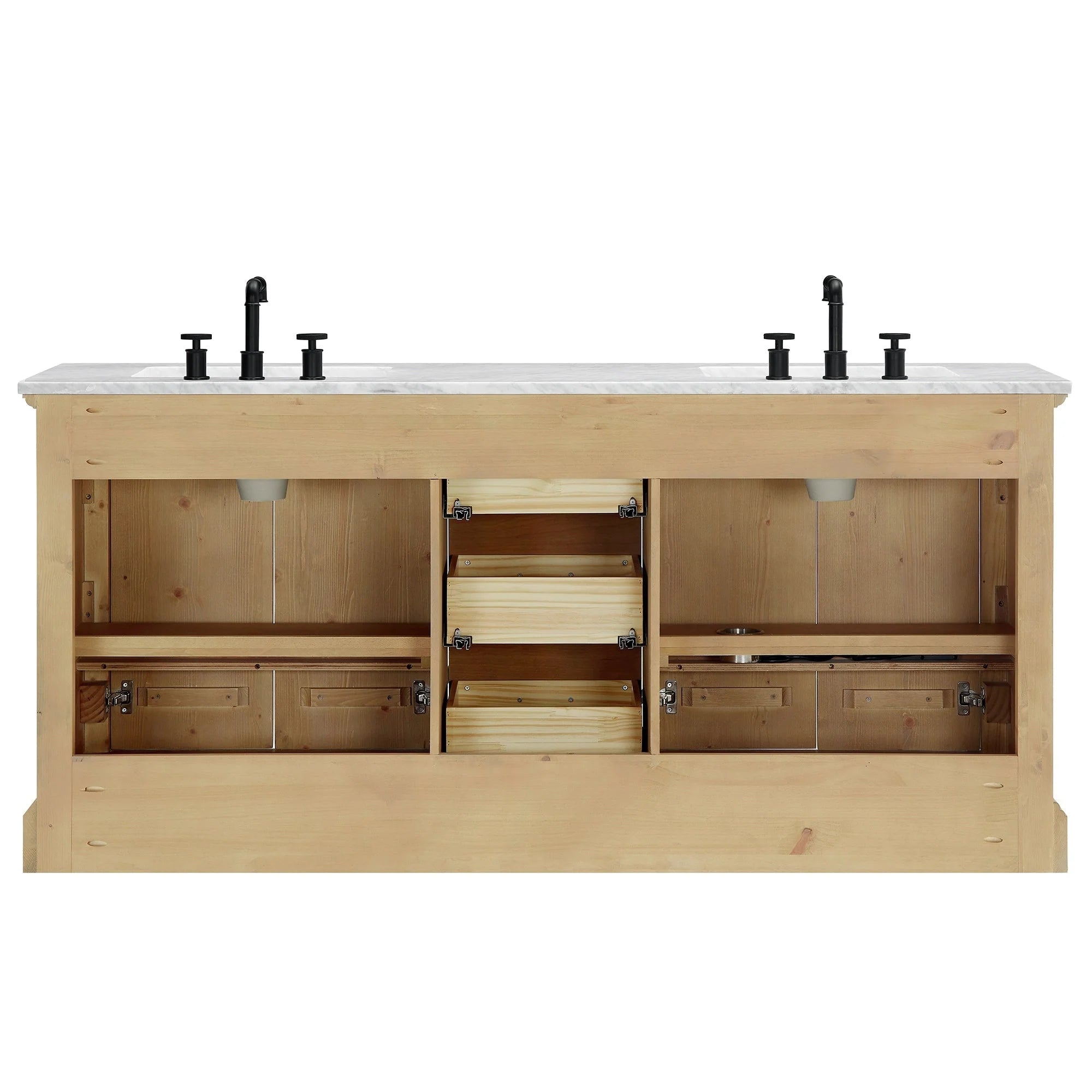Hervas Bath Vanity with Natural Marble Top without Mirror