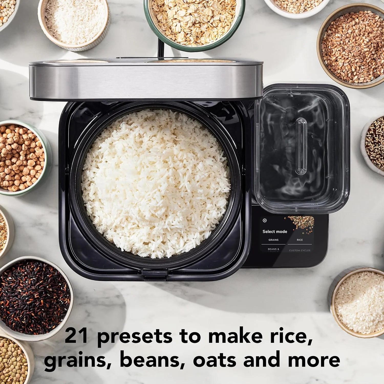KitchenAid Grain and Rice Cooker 8 Cup with Integrated Scale and Delayed Cook, KGC3155BM