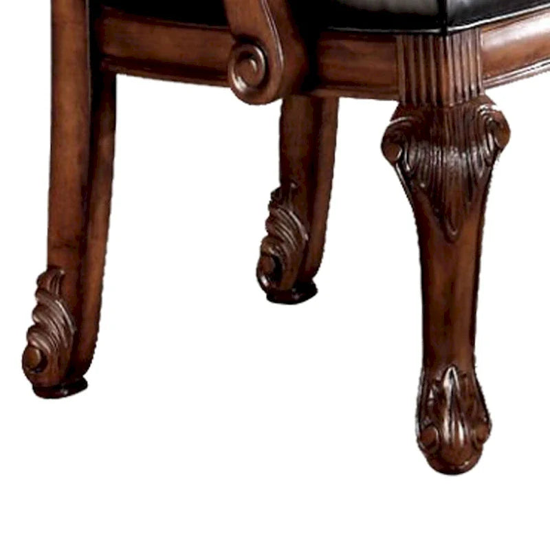 Chateau De Ville Arm Chair (Set-2) in Black PU & Cherry