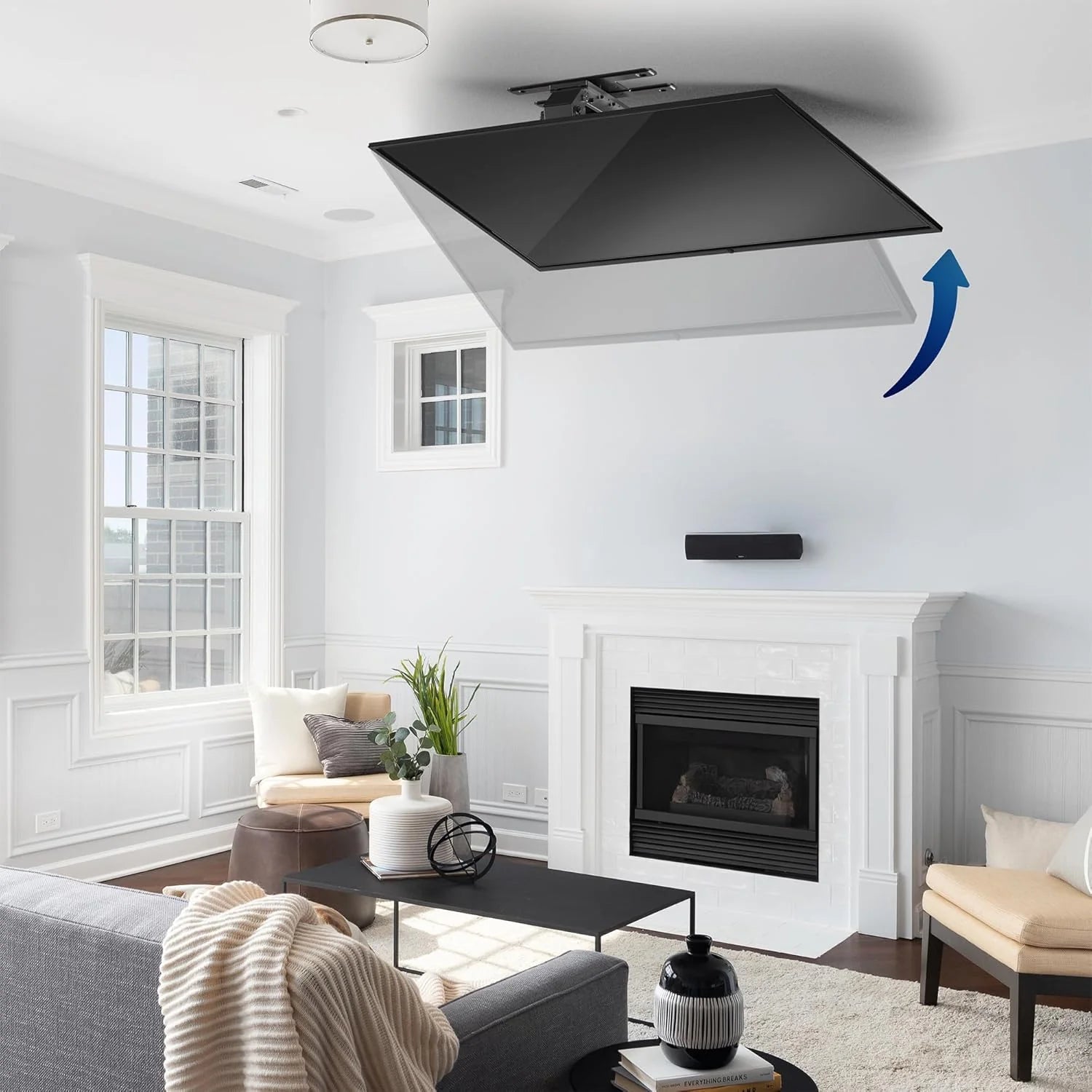 VIVO Electric Ceiling TV Mount, 37锟斤拷70", Motorized, App Control, Black