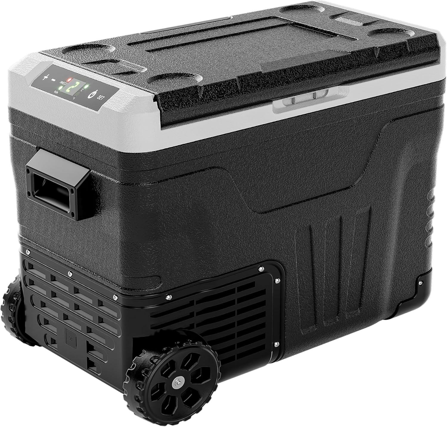 EUHOMY 12 Volt Refrigerator, 37QT(35L) Electric Cooler, Portable Freezer 12V/24V DC 110-240V AC, 12V Fridge -4��~68��, 12V Cooler with Wheels & 2 Baskets for Travel, Truck, Boat, Camping