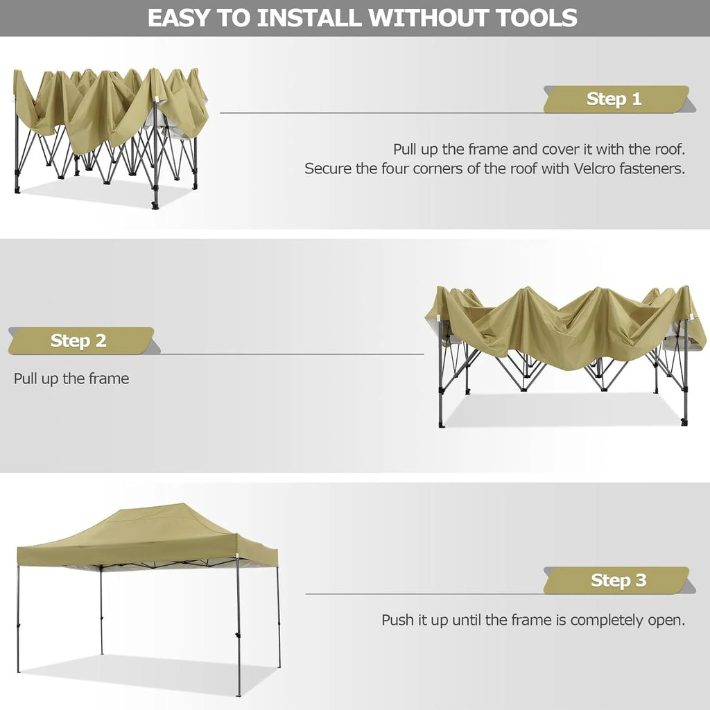 COBIZI 10x20 Heavy Duty Pop up Canopy Tent with 6 sidewalls Easy Up Commercial Outdoor Canopy Wedding Party Tents for Parties All Season Wind & Waterproof Gazebo with Roller Bag,Black(Frame Thickened)