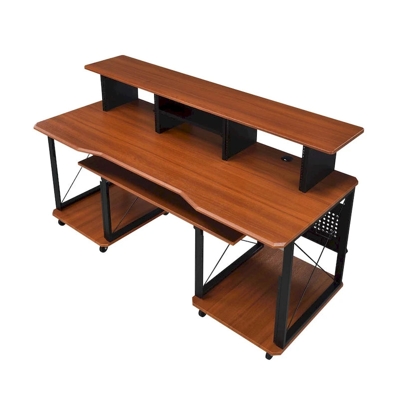 Rectangular Music Desk with 8 Wheels and 1 Keyboard Tray