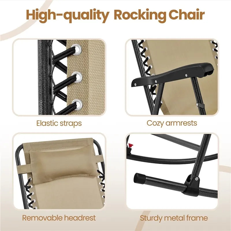 Yaheetech 2pcs 26in Rocking Chair Foldable Outdoor Lounge Chair