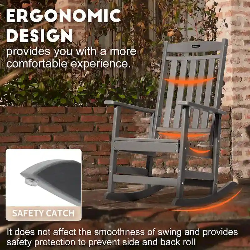 Vrakae All Weather Outdoor High Back Rocking Chair Set of 2