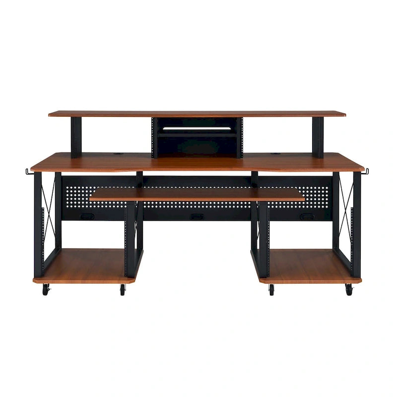 Rectangular Music Desk with 8 Wheels and 1 Keyboard Tray