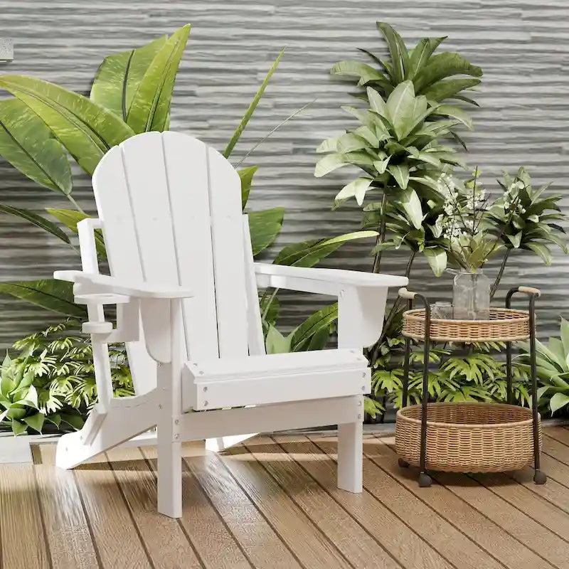 Outdoor Folding Adirondack Chair Patio Chair with Cup Holder