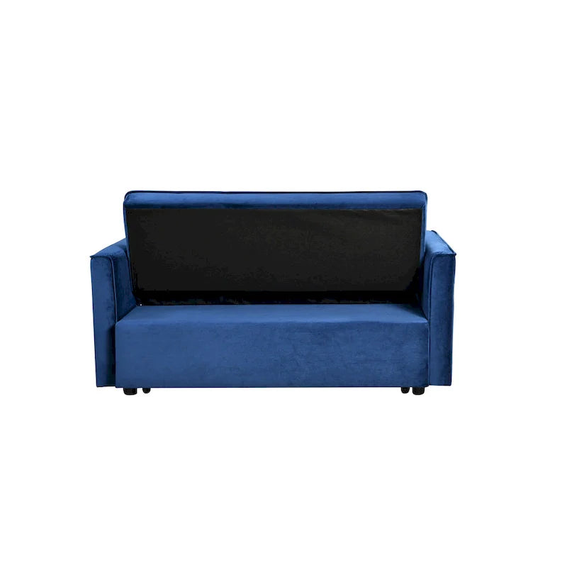Modern Velvet Futon Loveseat with Reclining Backrest & Pockets, Seats 2 �?Dark Gray / Light Gray / Blue / Black