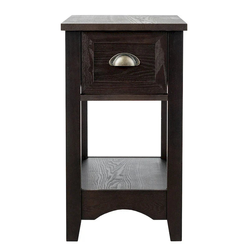 Gymax Set of 2 Contemporary Side End Table Compact Table w/ Drawer - 13 X 22 X 23 (L X W X H)