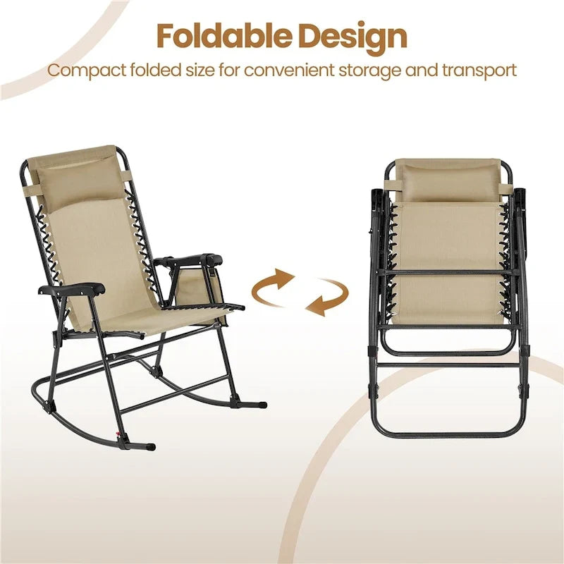 Yaheetech 2pcs 26in Rocking Chair Foldable Outdoor Lounge Chair