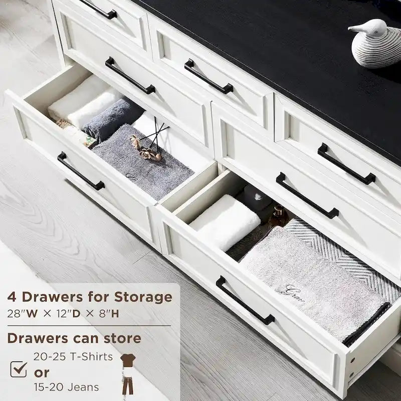 Farmhouse 7 Drawer Dresser for Bedroom, Chest of Drawers, TV Stand