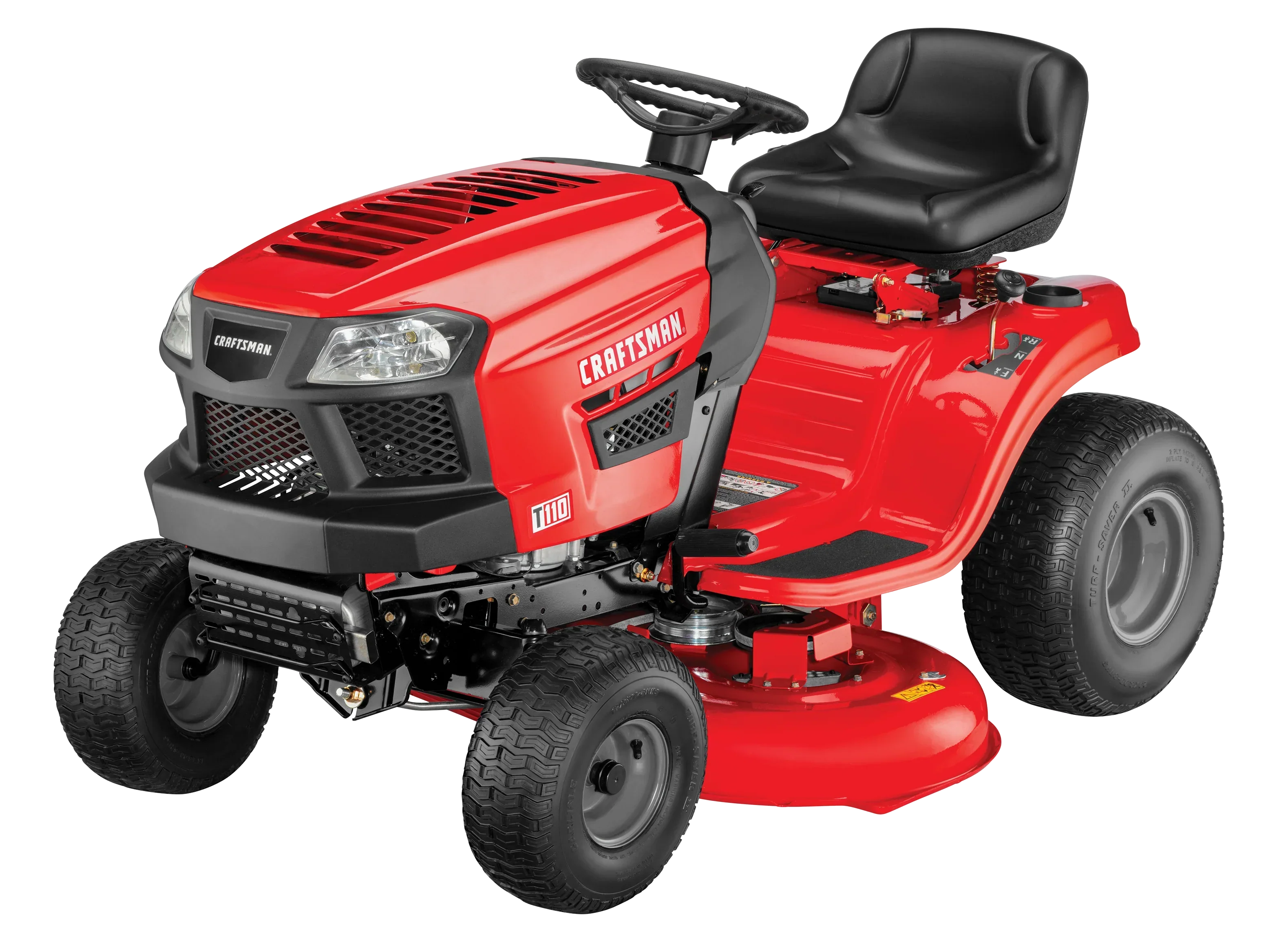 Craftsman T110 42-in Riding Lawn Mower �� 17.5 HP Briggs & Stratton Engine �� 7-Speed Transmission �� Model 13AN77XS093