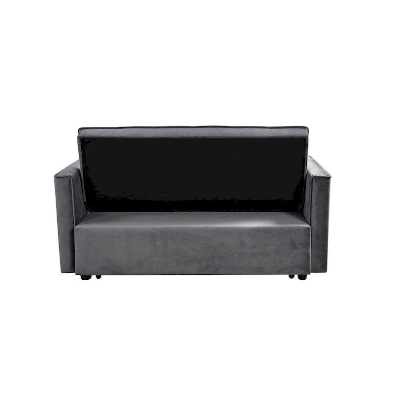 Modern Velvet Futon Loveseat with Reclining Backrest & Pockets, Seats 2 �?Dark Gray / Light Gray / Blue / Black