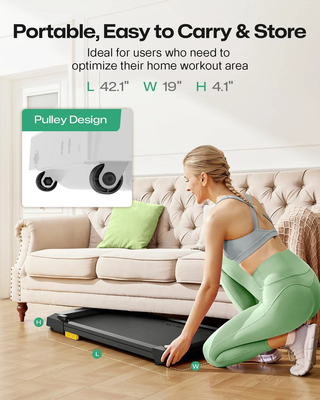 UREVO Smart Walking Pad, Compact Under Desk Treadmill
