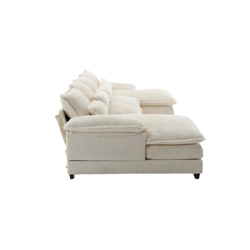 Sectional Sofa Cloud Couch for Living Room, Modern Chenille/Boucle U Shaped Couch, Comfy Modular Sofa Sleeper with Double Chaise