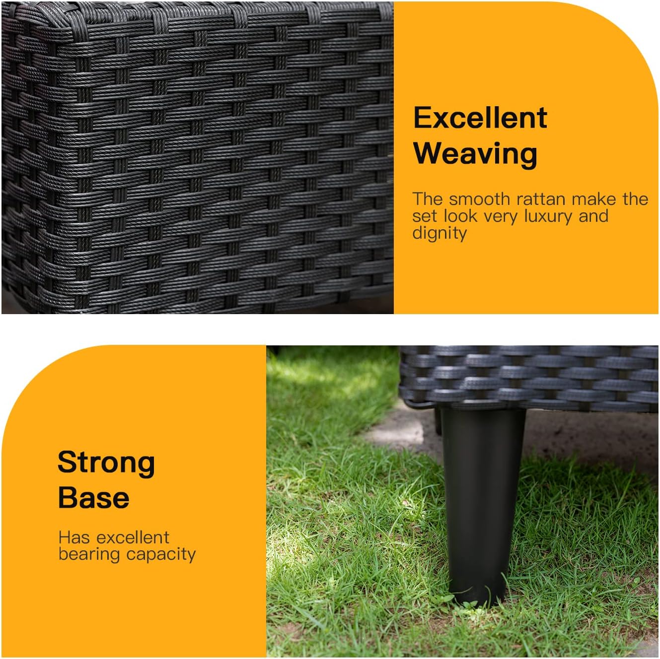 FDW Patio Furniture Set 4 Pieces Outdoor Rattan Chair Wicker Sofa Garden Conversation Bistro Sets for Yard,Pool or Backyard