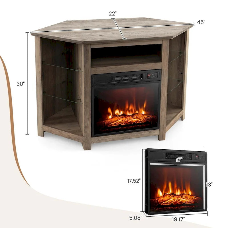 Costway Fireplace TV Stand w/ Led Lights & 18  Electric Fireplace for - See Details