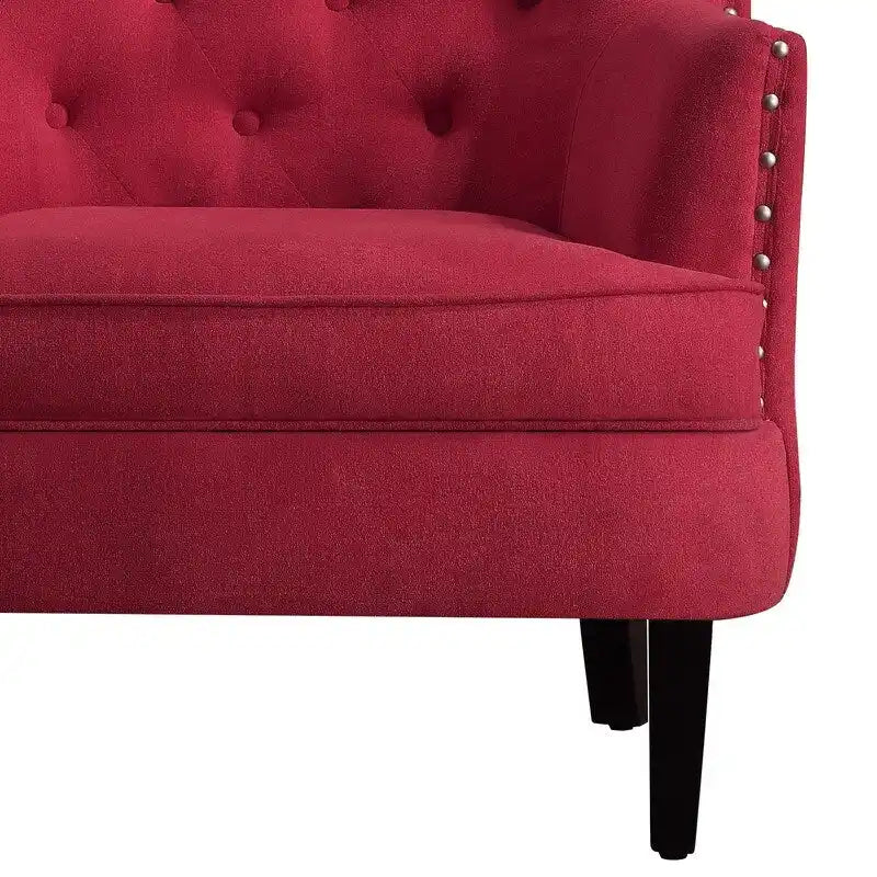 Moser Bay Mignon Velvet / Linen 30  Wide Tufted Wingback Accent Chair