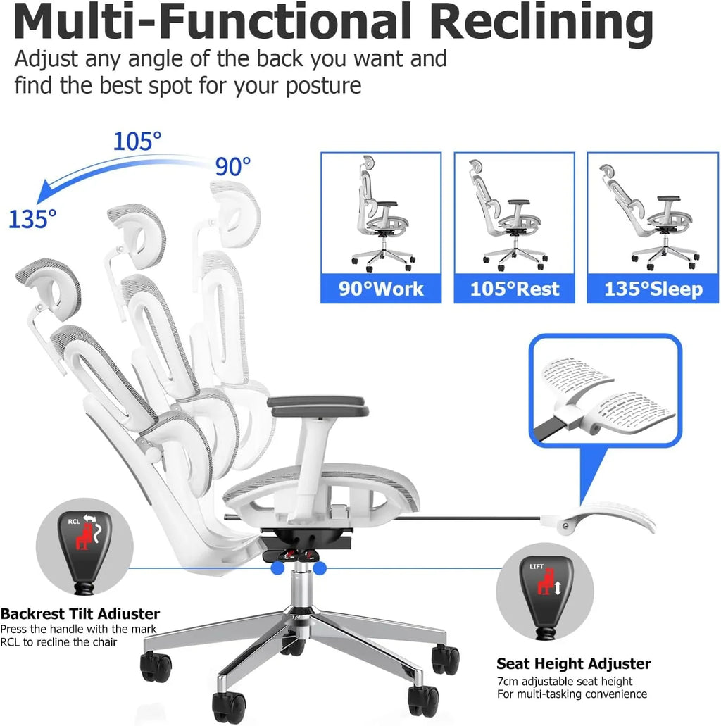 Ergo3D Ergonomic Office Chair �� High Back Mesh Desk Chair with 3D Adjustable Armrests, Wheels, for Home and Office (Black)