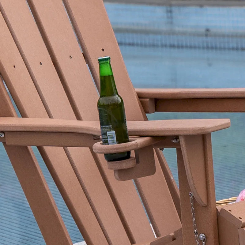 Outdoor Folding Adirondack Chair Patio Chair with Cup Holder