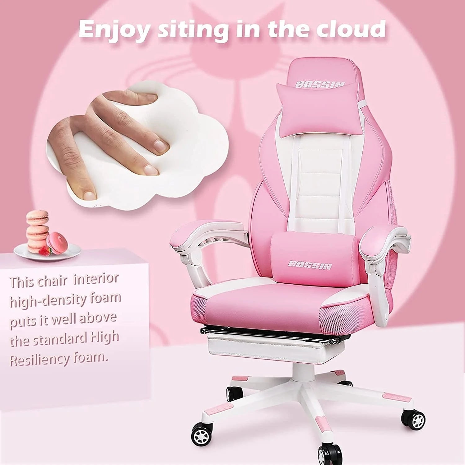 BOSSIN Racing Style Gaming Chair,300 lbs Big and Tall gamer chair High Back Computer Chair