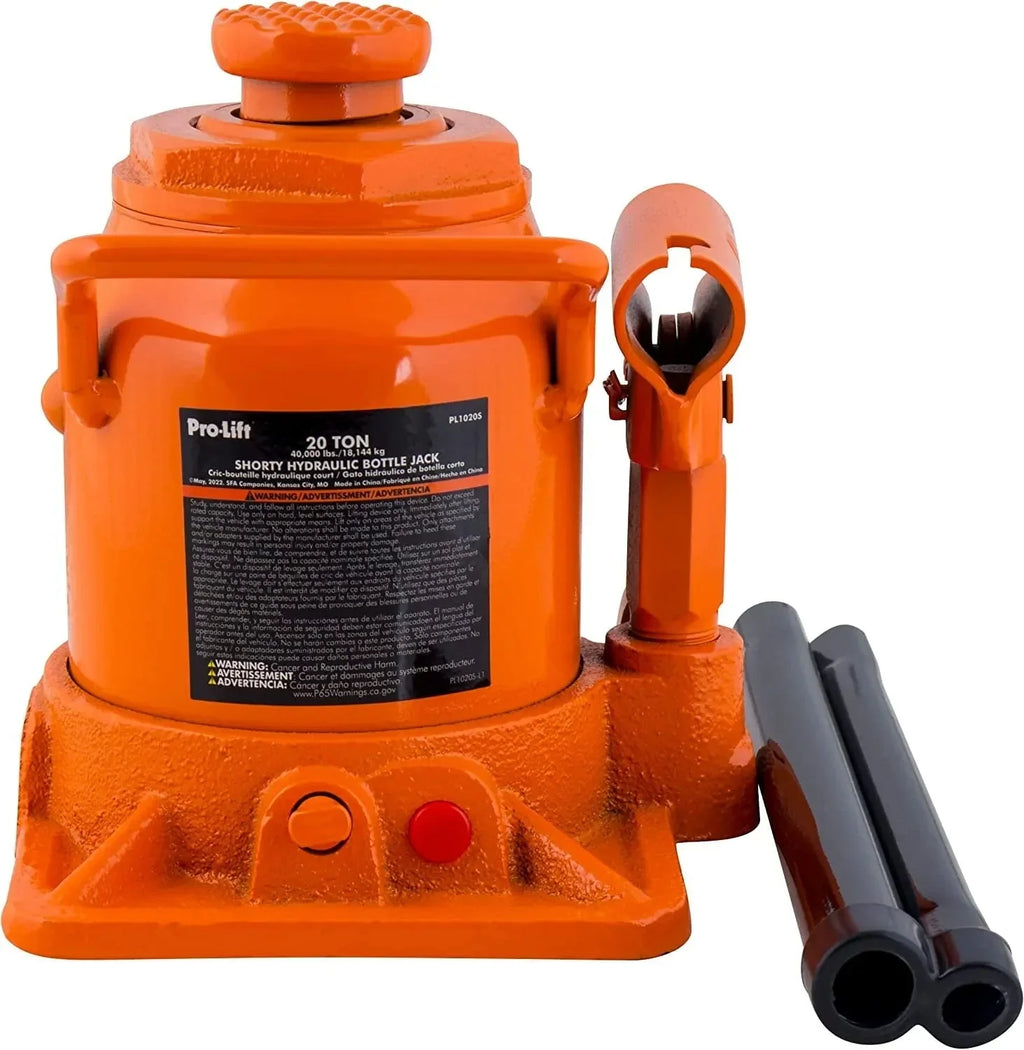 20 Ton Shorty Hydraulic Bottle Jack - Portable Car Jack 40000 Lbs Capacity with Pump Handle for Car Sedans SUV