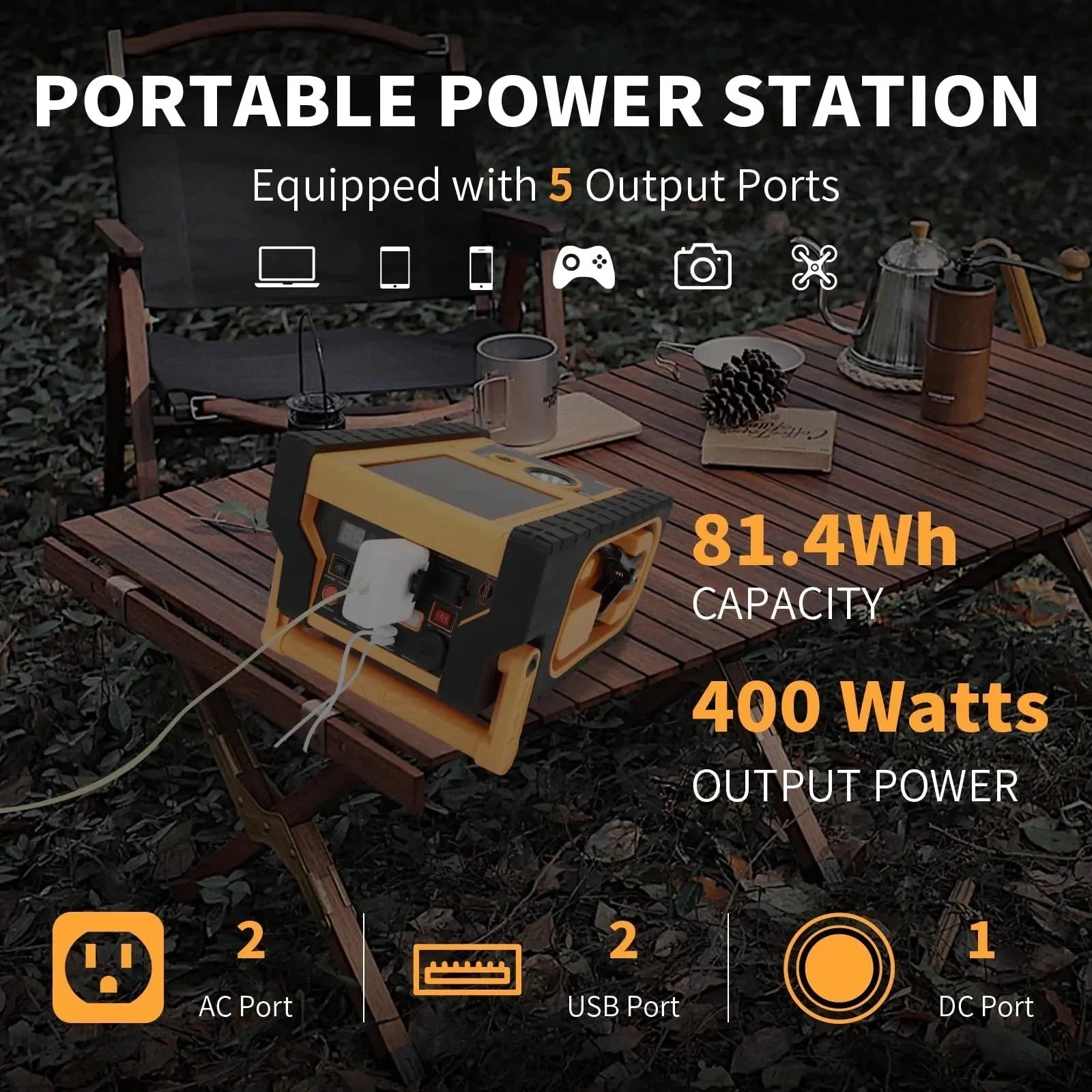 2000A Car Jump Starter with Air Compressor, 5W Solar Panel Portable Power Station, Tire Inflator 260PSI, Car Battery Charger with Inverter Dual 400W AC DC USB Ports, 12V Battery Pack Jump Box