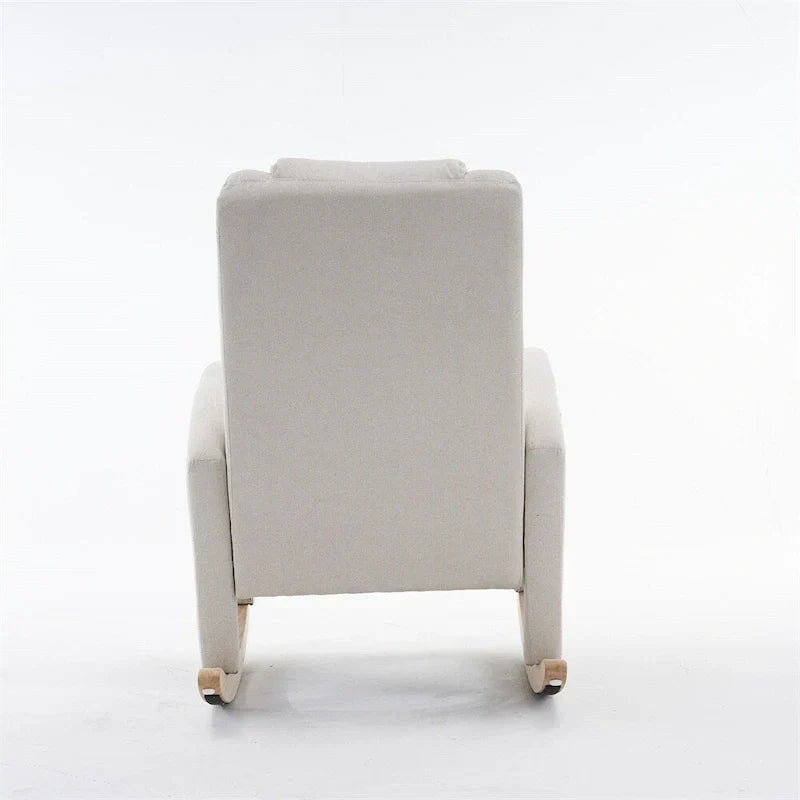 Ergonomic Fabric Nursery Rocking Chair With Adjustable Footrest