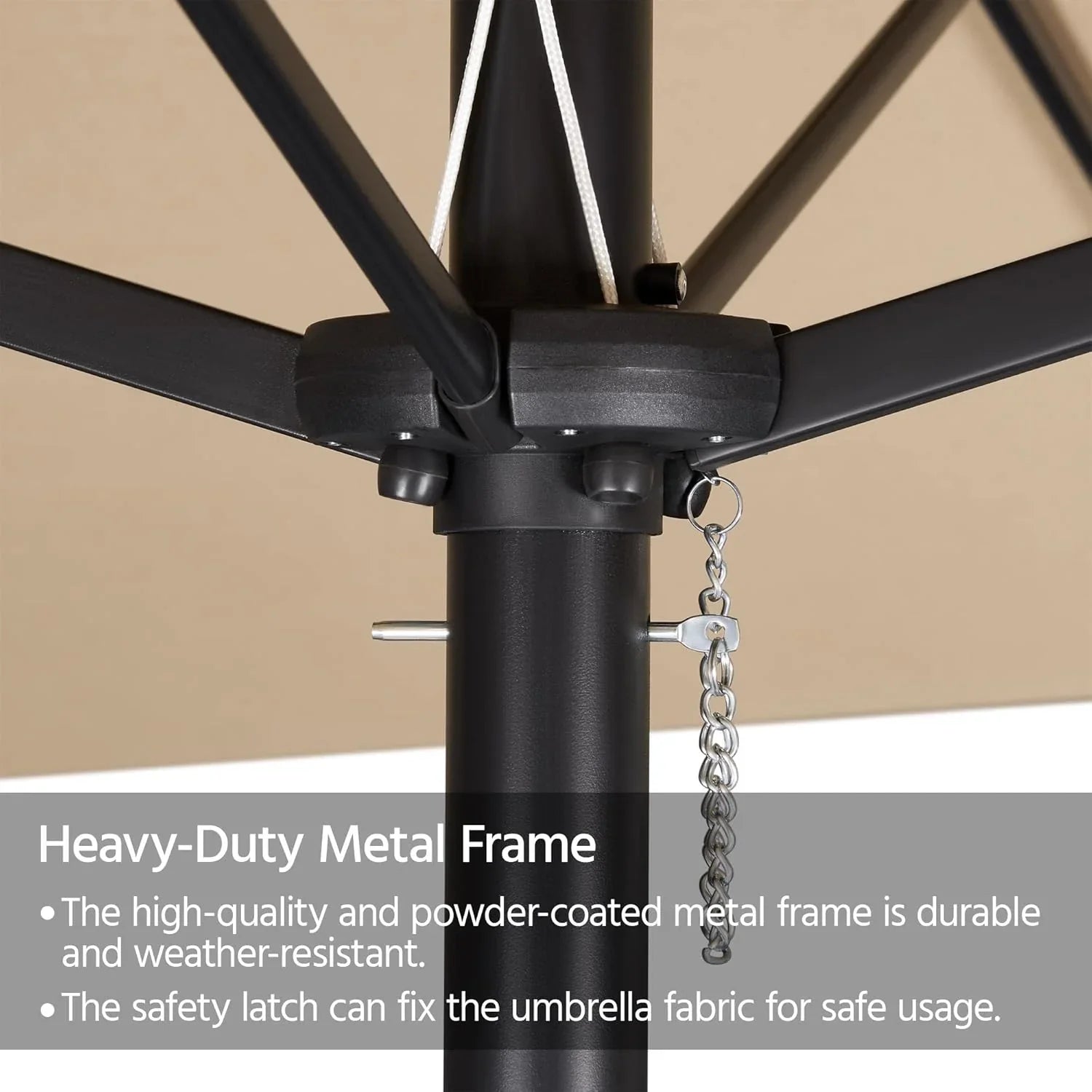 15 ft Large Patio Umbrella with Solar Lights Double-Sided Outdoor Rectangle Market Umbrellas with 36 LED Lights/Base Included/Easy Crank for Patio Garden Yard Pool Lawn, Brown