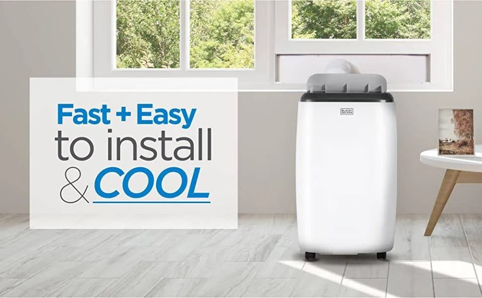 BLACK+DECKER Portable Air Conditioner with 14,000 BTU, Heating Function and Remote Control, White