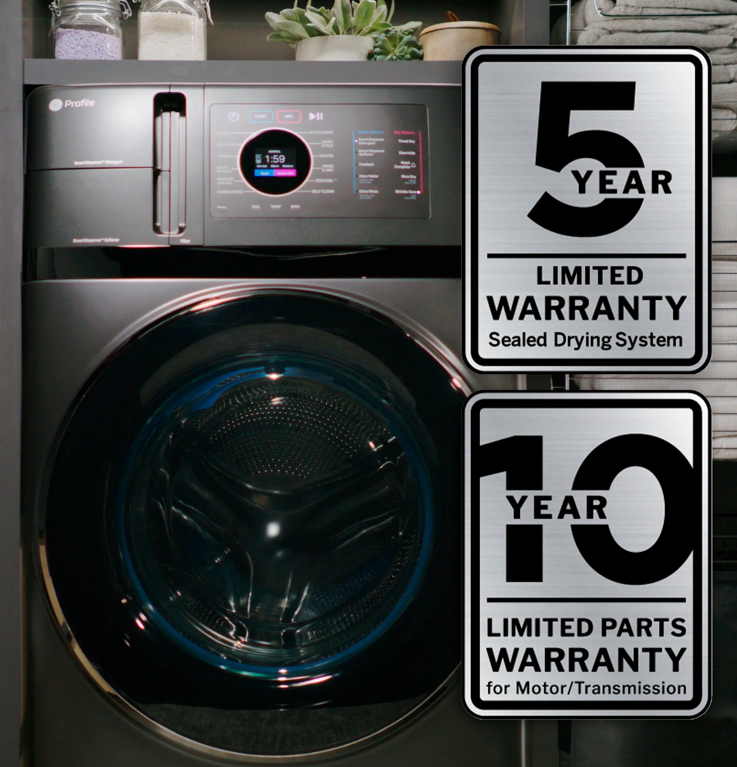 Profile 4.8 cu. ft. UltraFast combination washer-dryer with ventless heat pump technology in Carbon Graphite