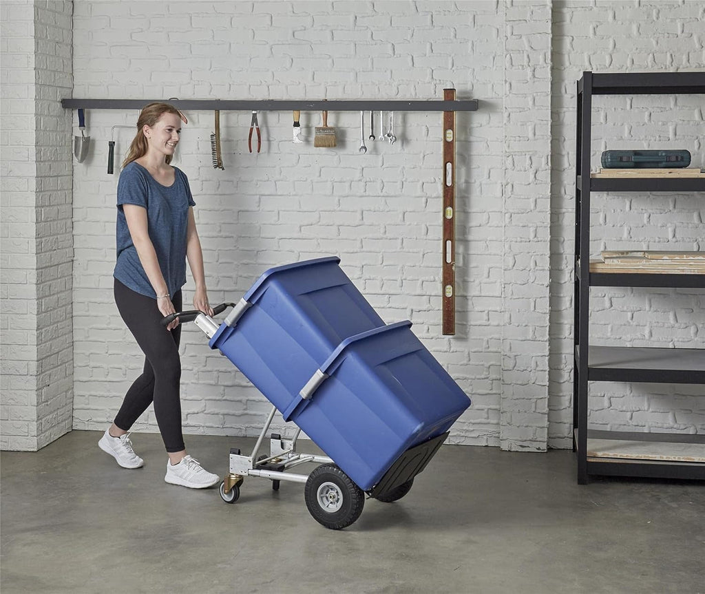 4-in-1 folding hand truck with puncture-proof wheels