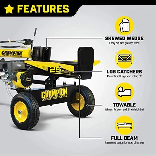 Champion Power Equipment-100251 25-ton petrol log splitter with horizontal/vertical splitting wedge and automatic return