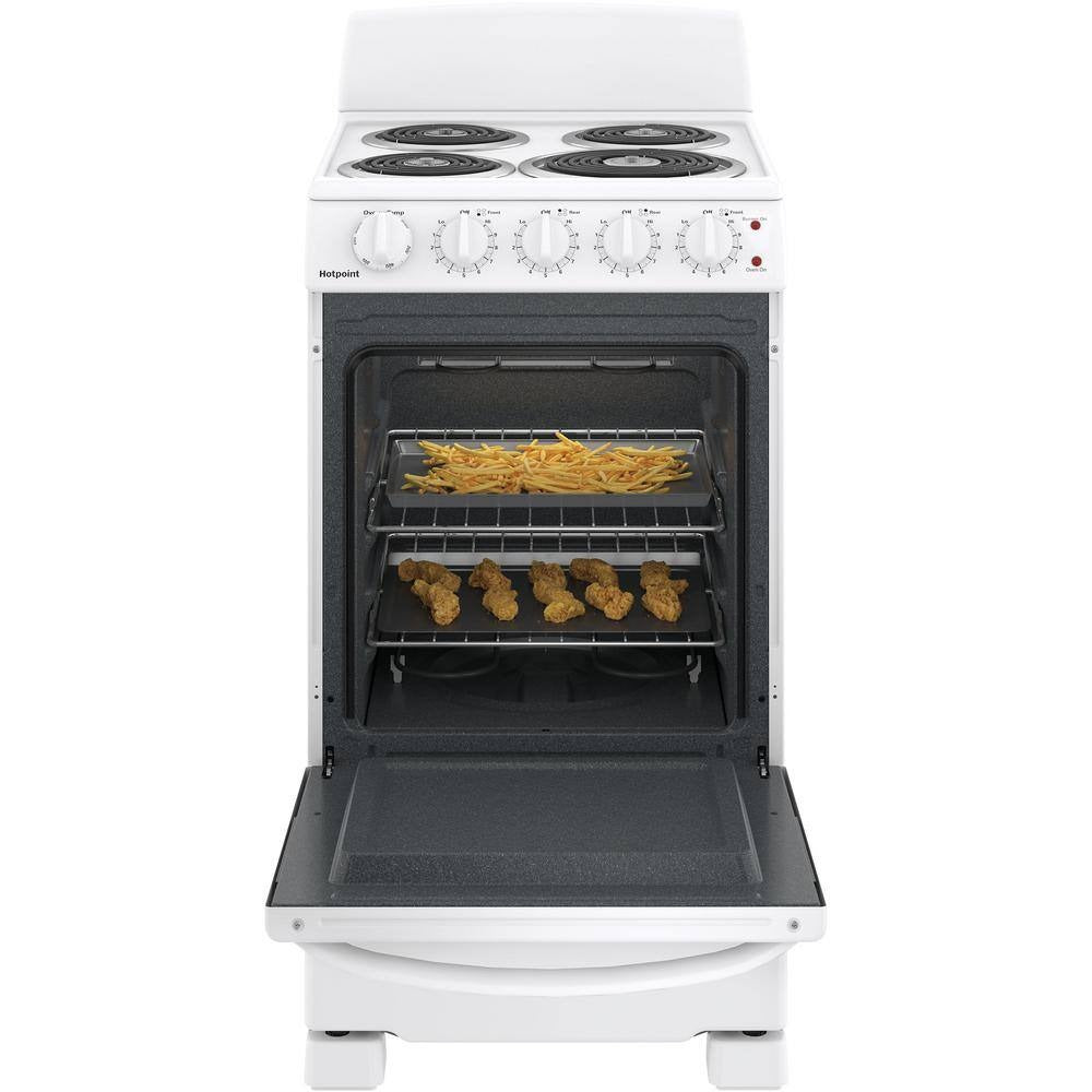 20-inch electric oven with 4 cooking zones, freestanding, in white