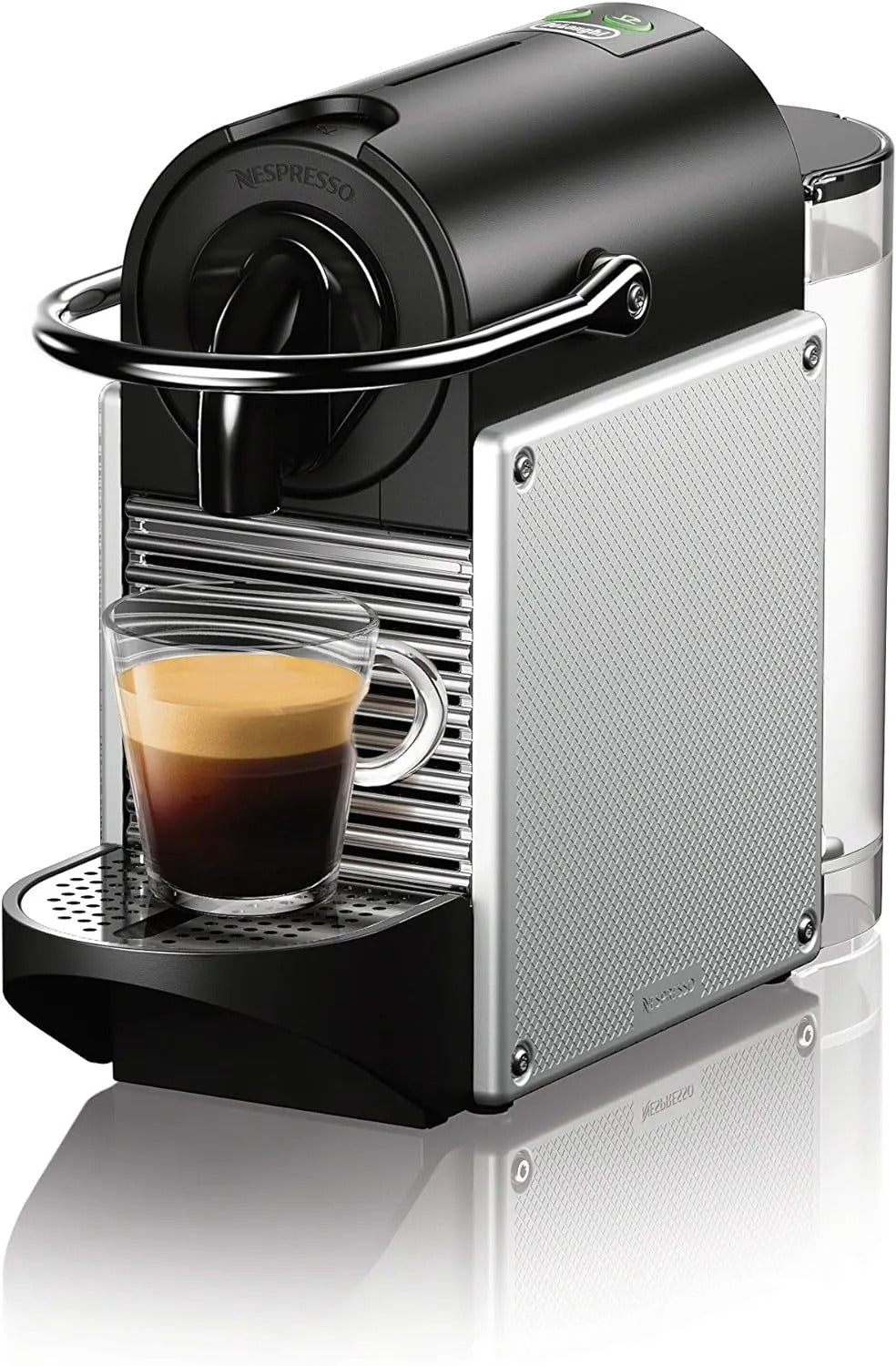 Nespresso Pixie espresso machine by De’Longhi, 19-bar pump, compact aluminum design, silver, 1100 ml