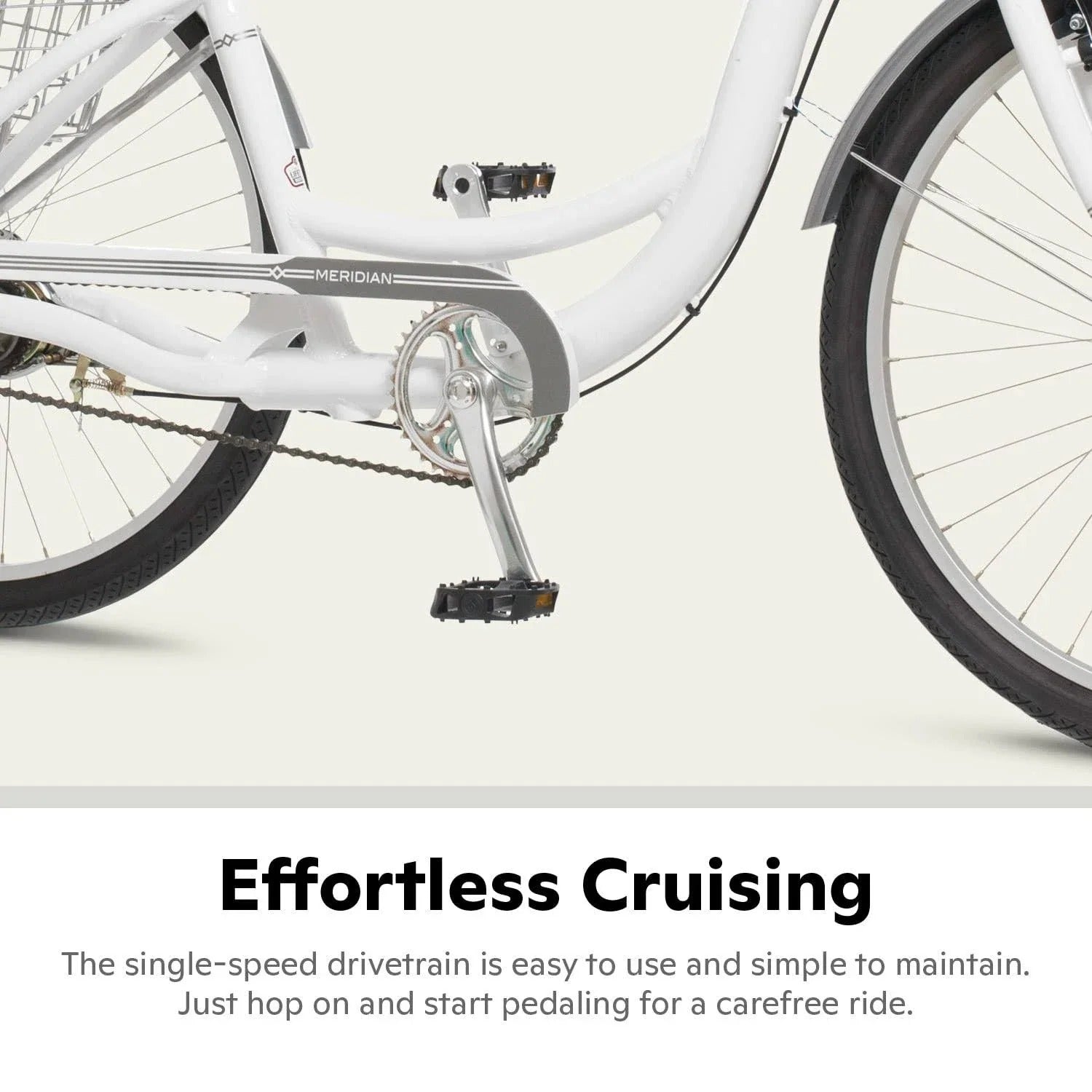 2025 Schwinn Meridian Adult Tricycle, Men's and Women's Beach Cruiser, 26-inch Wheels, Low Step-Through, Wide Saddle, Folding Rear Basket.