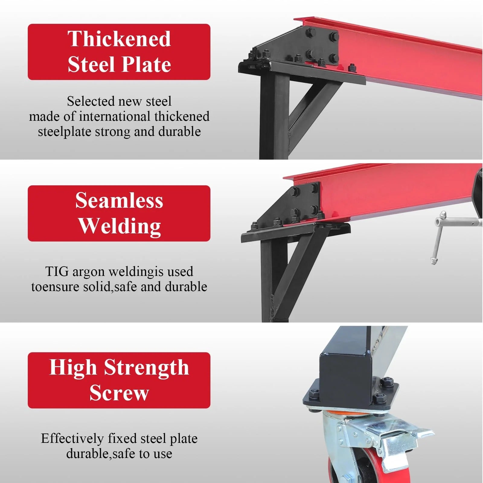 2025 1-ton gantry crane, adjustable, 2200 lbs lifting capacity, height adjustable 96.5"-143.7", portable hoist for factory, construction site, warehouse, auto repair shop
