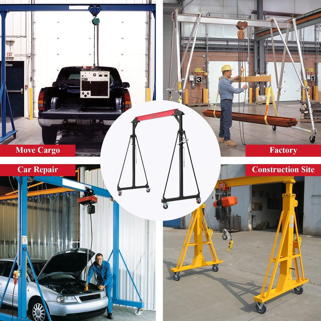 2025 1-ton gantry crane, adjustable, 2200 lbs lifting capacity, height adjustable 96.5"-143.7", portable hoist for factory, construction site, warehouse, auto repair shop