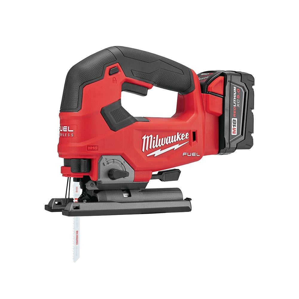 Milwaukee M18 FUEL 18-Volt Lithium-Ion Battery Combo Set (10-piece) with brushless motor, 2025, including 2 x 5.0 Ah batteries, charger and 2 tool bags.